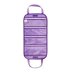 Travel Foldable Jewelry Rolls Bag Storage Pouch Hanging Jewelry Organizer with 8 Zippered Clear Pockets for Earrings Rings Necklaces Bracelets Watchbands (Purple)