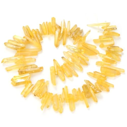 Adabele 15 Inch Natural Raw Healing Crystal Quartz Gemstone Loose Beads Small Drilled 15 Inch Topaz Yellow AB Titanium Coated Chakra Gem Stone Drop Stick GA11 - color: Topaz Yellow Ab, size: Small Size (15 Inch/1 Strand)