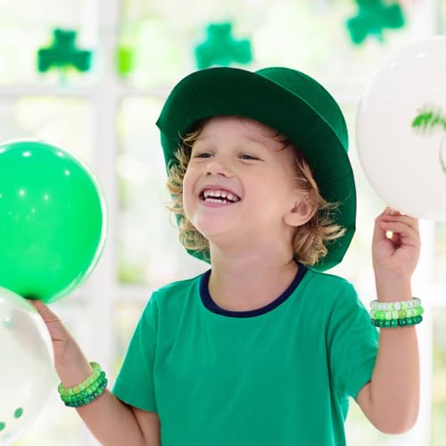 Green and White Beads, 1200 Pcs Pony Beads Bulk and Letter Beads, Kandi Beads Hair Beads for Girls Adults, Plastic Beads for Bracelets Jewelry Making DIY Crafts - color: green