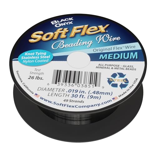 Soft Flex 49 Strand Beading Wire - Medium 0.19 Diameter - 30 Feet Nylon Design Wire - style: Black