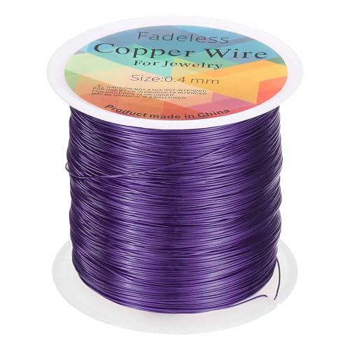 HARFINGTON Wire 328ft Length 26 Gauge Copper Craft Jewelry Wrapping Wire Tarnish Resistant Beading for Jewelry Making Supplies Crafting, Purple - color: Purple