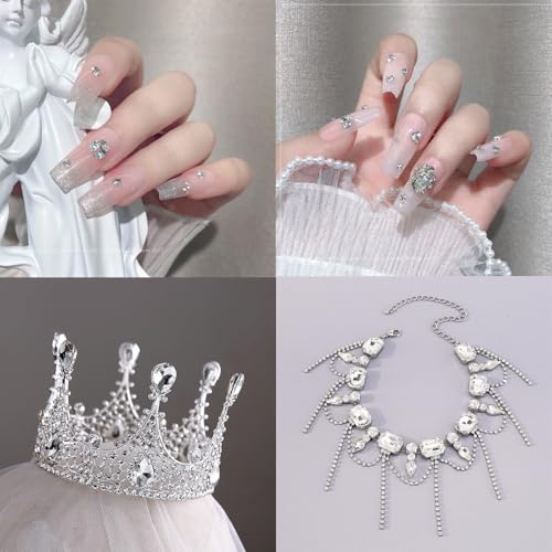DONGZHOU Tiny Faceted Pointback Rhinestone, 720Pcs Round Glass Stone Crystal Gems Diamonds Beads for Nail Art Decorations Jewelry Making DIY Craft Ring Embellishment,SS1(1.10-1.20MM) - size: SS1(1.10-1.20MM)