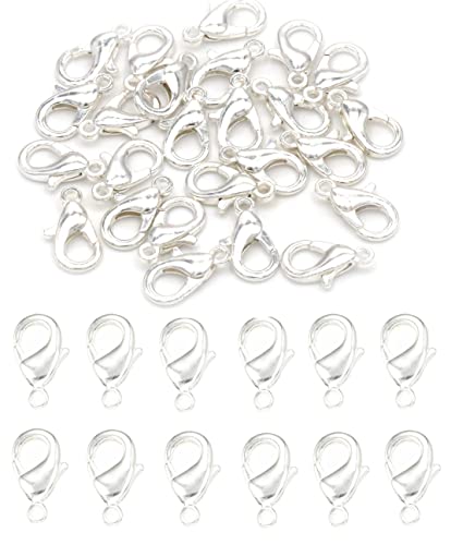 MSCFTFB 300 Pieces Mini Lobster Clasps Metal Lobster Claw Clips Fastener Hooks for Bracelet Necklace Choker Jewelry Making Findings DIY Keychain Bag Phone Dangle Charms (6x12mm,Silver) - color: Silver