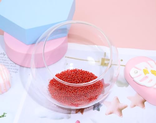 Round Glass Beads Penta Angel 2200Pcs 2mm Mini Craft Loose Spacer Pony Beads for Earring Bracelets Necklace Waist Beads Jewelry Making (Red) - color: Red
