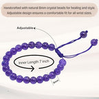 Amazing Gemstone Amethyst Bracelet for Women Men's Gifts - Protection Healing Crystal Bracelet - 8mm Gemstone Beaded Adjustable Bracelet Pulseras Para Hombres Mujer Stocking Stuffers - color: Amethyst