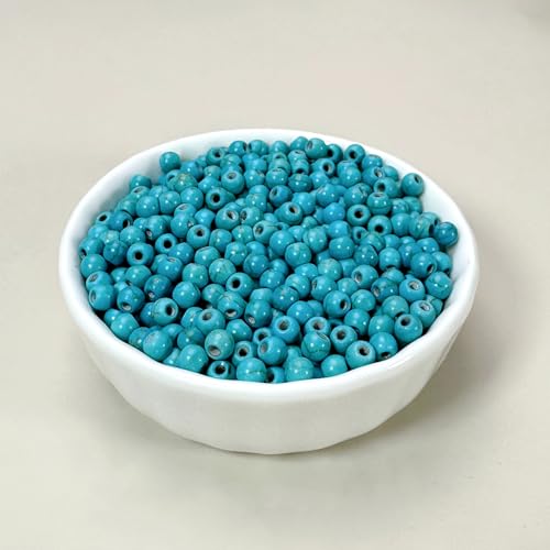 Turquoise Beads Bulk 4mm - 1400pcs Natural Semi-Precious Gemstone Round Space Loose Beads for Jewelry Making, Bracelets, Necklaces, Earring, DIY Handmade Crafts, Healing Stone Gifts - color: Round 4mm