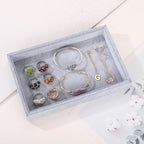 2 Pcs 9" x 5.7" Velvet Jewelry Tray Jewelry Display Tray, Stackable Empty Plate Trays for Earrings Necklaces Bracelet Rings Display Showcase - Grey - color: Grey, size: Flat Tray 9"x5.7"
