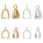 Beebeecraft 40Pcs 4 Style Pinch Bails for Pendants 18K Gold & Sterling Silver Plated Snap on Bails Dangle Charms Clasps Pendant Connector with Hole for Jewelry Making - color: Golden & Silver