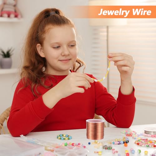 28 Gauge Jewelry Copper Wire, 328 ft/100 m Rust Resistant Craft Copper Wires, Bulk Soft Pure Red Coppers Wire, Plated Metal Thin Beads Wires for Making Crafts Wrapping Jewelry - color: Red Copper