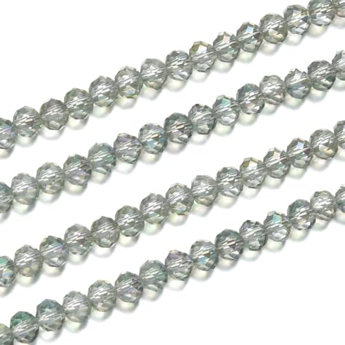 500pcs Czech Faceted Rondelle Crystal Glass Loose Beads 4mm Small Tiny Spacer Bulk Light Green Shimmer for DIY Craft Jewelry Making CCR440 - color: Light Green Shimmer, size: 4mm (0.16") - 500pcs