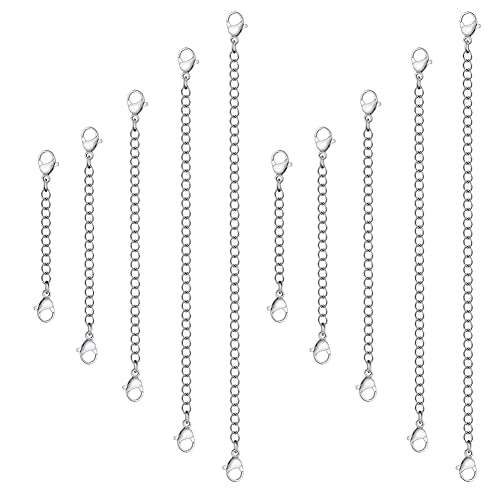 10Pcs Stainless Steel Necklace Extender Chain Links, Silver Necklace Extenders for Bracelet Anklet Stainless Steel Chain Extenders for Jewelry Making 2in 3in 4in 5in 6in (10 Silver) - color: Silver 10pcs