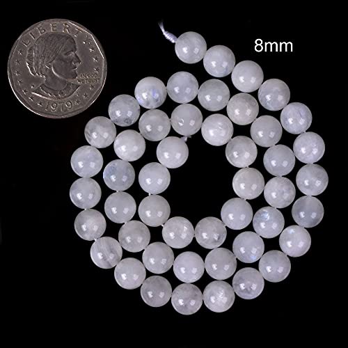 Natural Moonstone 8mm Gemstone Round Loose Beads Strand for DIY Bracelet Necklace Jewelry Making Bead - color: Moonstone, size: 8mm