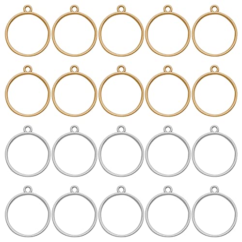 Oubaka 100pcs Open Bezels for Resin,Hollow Frame Pendants Blank Resin Pendants Open Bezel Pendants Backs Geometric Pressed Flower Frame for Jewelry Making,DIY Resin Crafts(K Gold,White K) - color: 100pcs Round Open Bezel Pendants
