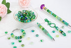 LAIDANLA Green Mix Large Hole Beads, 100pcs 15mm x 5mm Round Resin, Plastic, Acrylic Loose Beads for Jewelry Making, Bracelet, Necklace, Earrings, Keychain, DIY Gifts - color: H-Green Mix