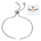 Beebeecraft 1 Box 10 Strand Adjustable Slider Chain Bracelet Stainless Steel 8.6Inch Jewelry Making Chains with Ball Ends for Women Semi Finished DIY