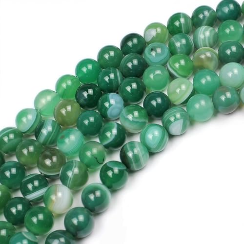 MJDCB Natural Stone Beads Green Striped Agate Round Loose Beads for Jewelry Making DIY Bracelet Necklace (6mm) - color: Green Striped Agate, size: 6mm