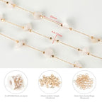 KYUNHOO 16.4 Feet White Handmade Raw Stone Chain Links on Roll Gold Plated Chains for Jewelry Making Brass Crafts with Jump Rings Lobster Clasps for DIY Jewelry - color: Natural Stone-White