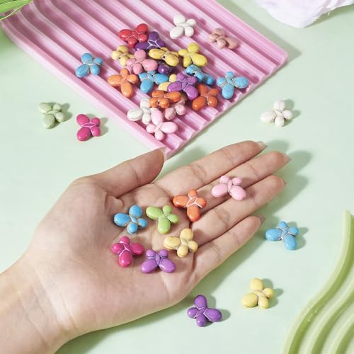 Turquoise Beads Strands Colorful Butterfly Turquoise Loose Spacer Beads Spring Summer Craft Bead for DIY Necklace Earring Bracelet Jewelry Making Supplies - color: Mixed Color-Butterfly