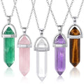 Yaomiao 5 Pieces Crystal Necklaces, Healing Stones Spiritual Pendant Natural Gemstone Jewelry with Adjustable Chain for Women Girls - color: Mixed Color with Crystal