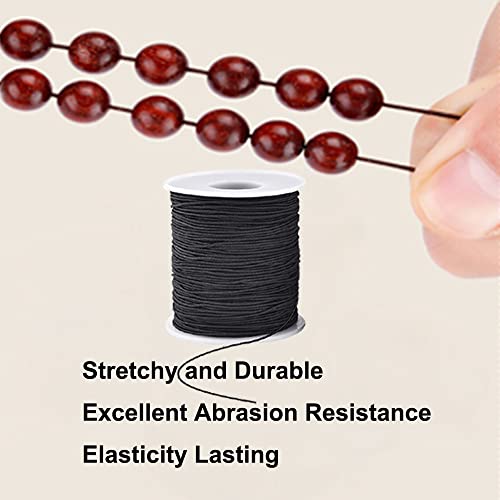LUSTEMBER Elastic String for Bracelets, 1 mm x 110 Yards Sturdy Stretchy Elastic Cord for Jewelry Making, Necklaces, Beading - Black - size: Black