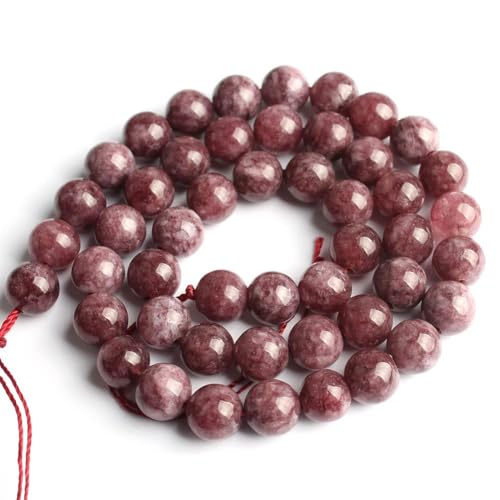 About 35pcs 10mm Natural Stone Beads Lepidolite Beads Crystal Gemstone for Jewelry Making, DIY Bracelet Necklace - color: Lepidolite, size: 10mm