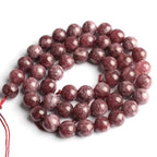 About 35pcs 10mm Natural Stone Beads Lepidolite Beads Crystal Gemstone for Jewelry Making, DIY Bracelet Necklace - color: Lepidolite, size: 10mm