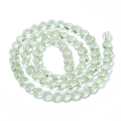 Cheriswelry 100pcs Heart Transparent Glass Beads - 14mm Faceted Heart Shape Pale Green Crystal Loose Spacer Beads for DIY Bracelet Jewelry Making - color: Pale Green, Transparent
