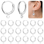 20 Pcs Silver Earring Hooks Small Round Earring Hoops with Loops Jewelry Making Supplies for DIY Dangle Earring Making - color: Silver