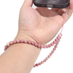 Semi-Precious Gem Stones Beaded Phone Charm Cell Phone Lanyard Wrist Strap Handmade Natural Gemstone Phone Chain string - color: Rhodonite