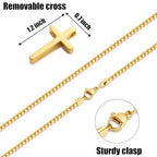 Fiusem Cross Necklace for Men, Silver/Gold/Black Mens Cross Necklaces with 2.5mm Cross Chain and Stainless Steel Cross Pendant, Box Chain 16-24 Inch, Jewelry Gift - size: 16.0 Inches, style: Small Golden cross: 1.2" * 0.7"