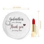 HOME SMILE Christmas Mother Day Birthday Gifts for Godmother Ring Dish Jewelry Tray-Godmother Gifts from Godchild-Godmothers Are Blessing,Thank You for Being Mine - style: Godmon