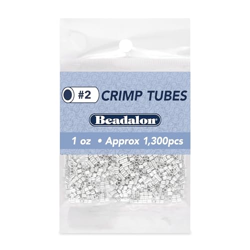 Beadalon Crimp Tubes, Size #2, Silver Plated, 1 oz, Approx. 1,300 pc - color: Silver, size: Size #2, 1,300 pc
