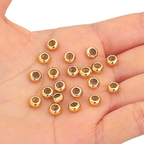 BEADIA 18K Gold Plated Stopper Beads 6x3mm 20pcs Rondelle Insert Silicon Length Adjust Spacer Beads for Jewelry Making Findings - color: Rondelle, size: 6x3mm