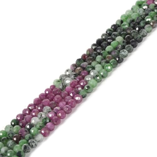 3mm Assorted Color Ruby Zoisite Faceted Gemstone Round Loose Beads Strand 15.5-16" DIY Jewelry Making - color: Assorted Color Ruby Zoisite