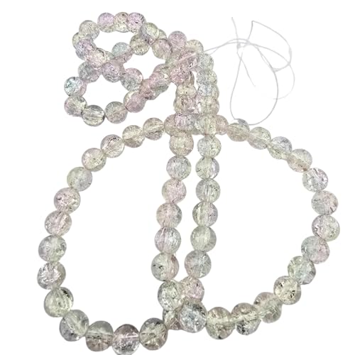 DandS ltd Crackle Lampwork Glass Beads for Jewelry Making, White Quartz, Vibrant DIY Bracelets, Necklaces, Beading Supplies & Craft Kits for Handmade Jewelry, 80pcs 0.39 inch (10mm), #J270-10 - color: White Quartz