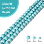 100pcs 10mm Blue Turquoise Beads Natural Gemstone Beads Round Loose Beads for Crafting and Jewelry Making - color: Blue Turquoise, size: 10mm
