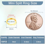 100pcs 8mm Tiny Split Ring for Jewelry Making, Double Loops Round Split Jump Rings Necklaces Bracelets Earrings Metal Mini Key Rings DIY Craft - color: 8mm Outter Dia.;6.4mm Inside Dia. Gold