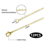 Wholesale 12 PCS Gold Plated Brass Flat Cable Chain Finished Necklace Chains Bulk for Jewelry Making (18 Inch(1.5MM)) - color: Gold, size: 18 Inch-0.059 Inch