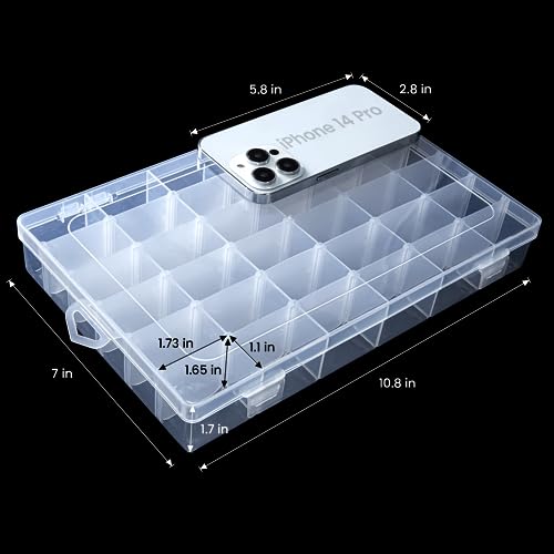 Gospire 2PCS 36 Grids Clear Plastic Jewelry Box Organizer Storage Container with Removable Dividers - color: Clear-36 Grids*2