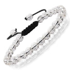 MASSIVE BEADS Natural Healing Power Gemstone Crystal Beads Unisex Adjustable Macrame Bracelets - color: Clear Crystal, size: 6mm