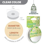 The Beadsmith Flex-Rite Beading Wire - 49-Strand Nylon-Coated Stainless-Steel Wire, 0.014" (0.35 mm) Dia, Clear, 30 ft Spool, Durable Necklace & Bracelet String, for Jewelry Making Supplies - color: Clear, size: .014” Dia - 30 ft