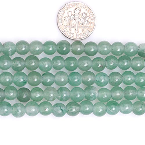 JOE FOREMAN 2MM Big Hole 6mm Green Aventurine Jade Round Natural Gemstone Semi Precious Loose Beads for Jewelry Making 15" Beaded Strand DIY Handmade Craft Supplies - size: 6mm