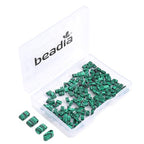 Beadia Malachite Stone Tila Beads 5x2mm Rectangle 2-Hole Spacer Beads for DIY Bracelet Earring Making 15"/Strand - color: Malachite, size: 5x2mm