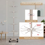 Retail Display Stand Store Display Rack 5 Tier Metal Spinning Display Stand Rack with Wheels Keychain Jewelry Stocking Hat Display Stand with Hooks for Malls, Showroom, Retail Store (Grey) - color: Grey