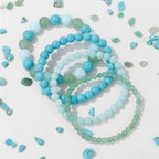 Vinswet 4pcs Beaded Bracelets for Women,Natural Healing Crystal Gemstones Bracelet,Anxiety Stress Relief Bracelet Handmade purple Jewelry Gifts for Women - color: Green Aventurine&Amazonite&Green Turquoise