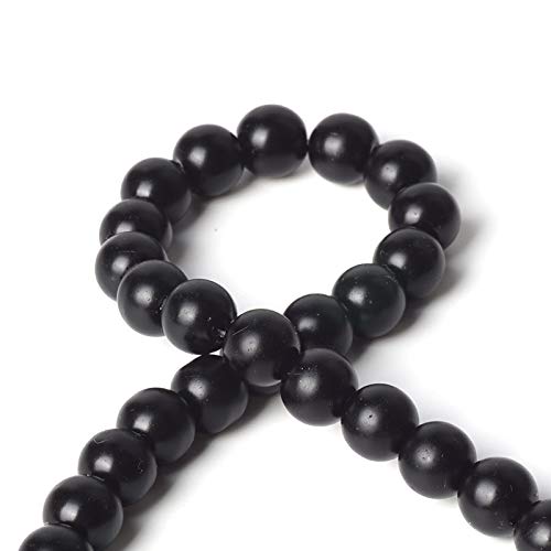 100Pcs Natural Stone 6mm Glass Black Matte Round Loose Gemstone Energy Healing Beads Hole Size 1mm DIY Smooth Beads Jewelry Making - color: Black Matte Beads, size: 6mm
