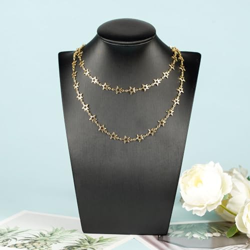 YOUBEIYEE 13 Feet Star Chain for Jewelry Making 18K Gold Plated Brass Chain Spool Hollow Stars Link Chain Jewelry Craft Chains Bulk - color: Star