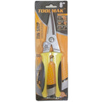 TOOLMAK Aviation Tin Snips Heavy Duty Metal Cutter, Straight Shears with Stainless Steel Blade & Comfort Grips, Multifunction Cutting of Branches, Cable Wires, Thin Iron, Cardboard(Right Hand), 8 Inch - size: 8 Inch Straight Blade