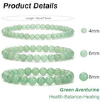 3Pcs Natural Healing Crystal Bracelets for Women Men, 4mm 6mm 8mm Beaded Stretch Bracelet Set, Black Tourmaline Natural Stone Gemstone Jewelry Gifts for Meditation, Reiki & Yoga - color: Green Aventurine