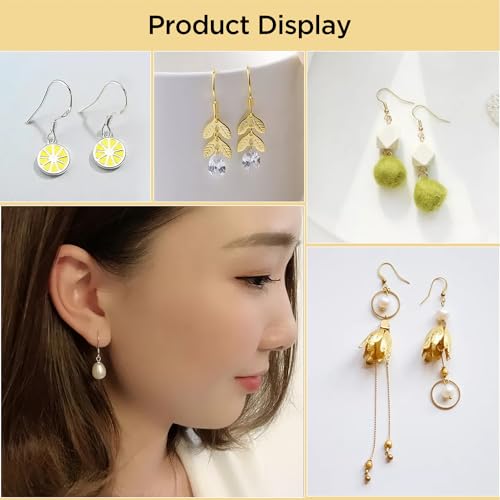 300PCS 925 Sterling Silver Earring Hooks, Gold Earring Hooks, Stainless Steel Ear Wires Fish Hook, Hypoallergenic Earring Making kit with Clear Silicone Backs Stoppers and Jump Rings(Gold and Silver)